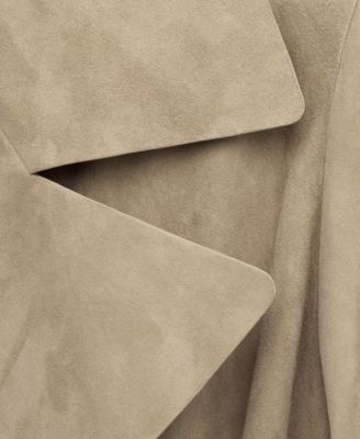 Women's Leather Suede Belted Trench Coat