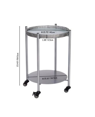 Coffee Table with Wheels, 2-Tier Movable Side Tables, Round Detachable Nightstand for Living Room, Bedroom and Outdoor Terrace