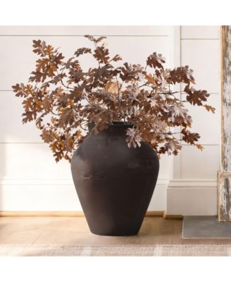 16" Brown Floor Vase, Cement Rustic Vases for Flowers, Large Vases for Decor Living Room, Decorative Flower Vase for Home Decor