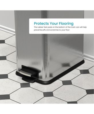 4 Gallon Slim Stainless Steel Kitchen Trash Can with Step Pedal and Soft Close Lid