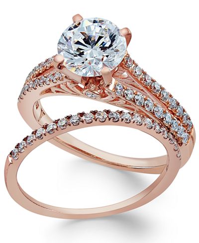 Certifiied Diamond Bridal Set (2 ct. t.w.) in 18k Rose Gold