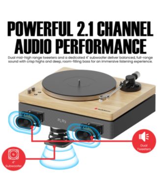 Vinyl Record Player, All-in-one Turntable with 2.1 Channel Built-in Speaker, Bluetooth 5.4, 120W, Built-in Subwoofer