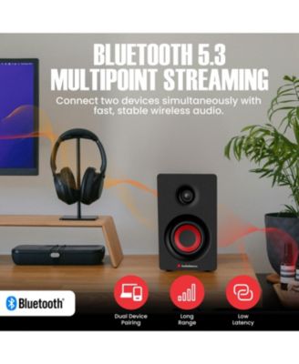 2-Way Bookshelf Speakers, Bluetooth 5.3, 30W RMS Powered Desktop Speakers for Hi-Fi PC Gaming & Music