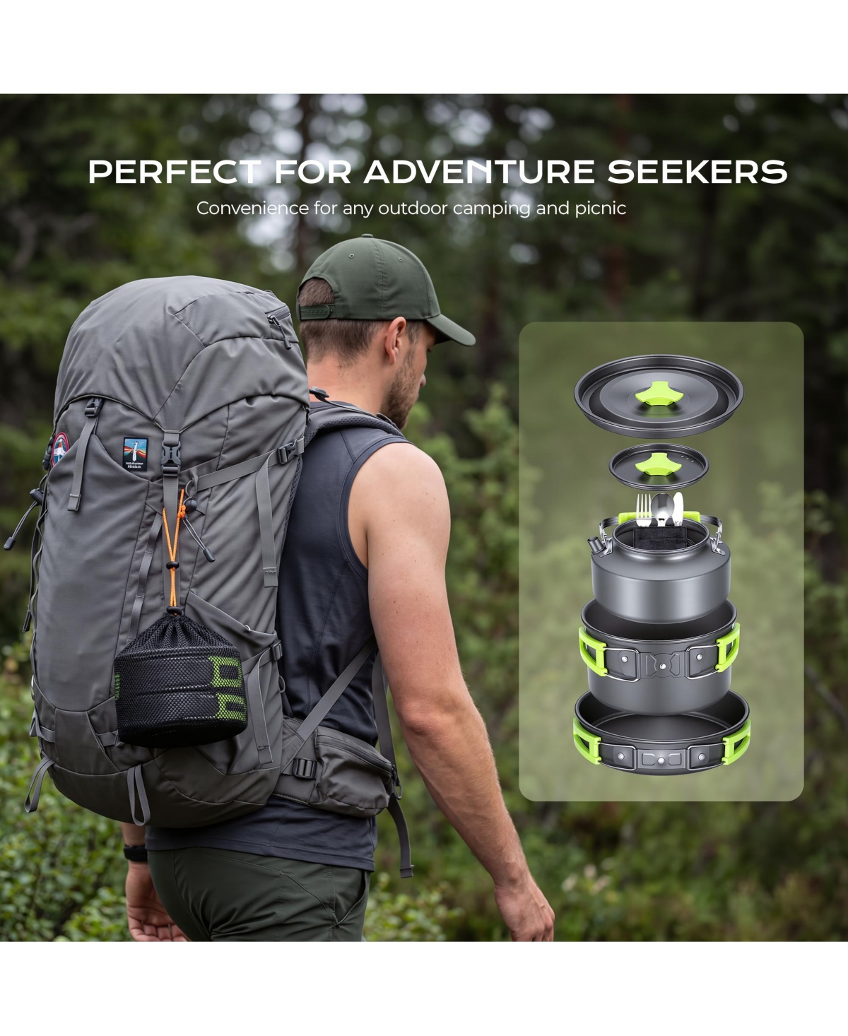 Vebreda 4-6 Person Camping Tent with Front Porch-Green