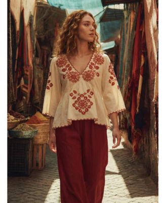 Women's Aubrey V-Neck Embroidered Blouse