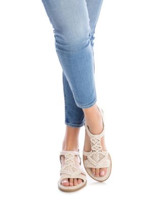 Women's Braided Strap Flat Sandals By  Light Beige