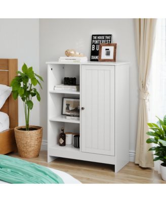 Bathroom Cabinet - Freestanding Storage Cabinet with 1 Cabinet, 3 Open Compartments for Bathroom, Living Room
