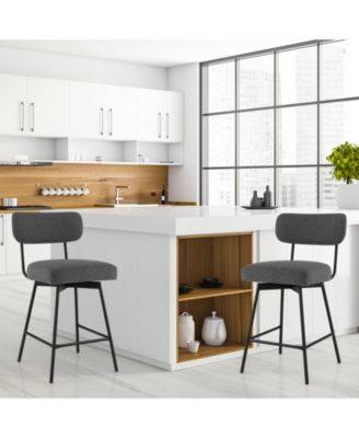 25 Inch 2-Piece Modern Upholstered Bar Stools with Back and Footrests