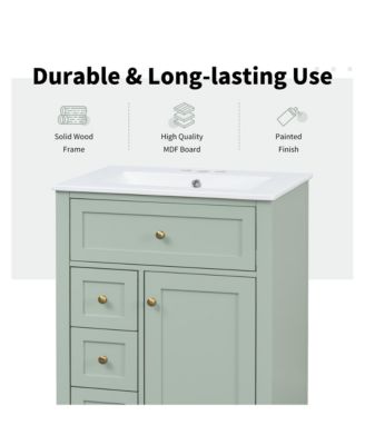 Modern Bathroom Vanity with Sink 3 Drawers Adjustable Shelf Cabinet