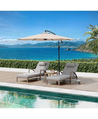 Patio Furniture Outdoor Wicker Chaise Lounge Chair with Arms