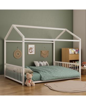 Montessori Metal House Bed Frame, Safety Rails, Kids/Toddlers, Easy Assemble