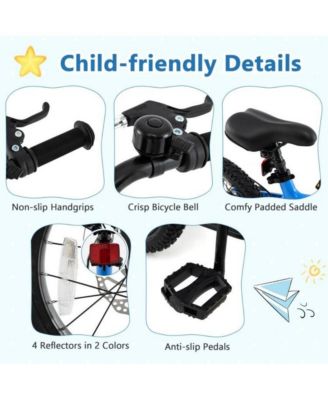 16 Inch Kids Bike Adjustable with Shock Absorber and Bell for Aged 4 to 7-16 inches
