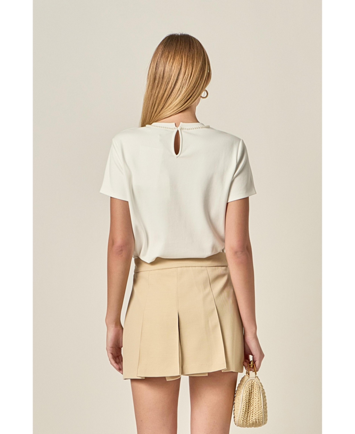 English Factory Women's Pearl Bow Detailed T Shirt