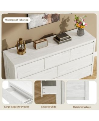 Rustic Farmhouse 7 Dresser for Bedroom,Wooden Drawer Dresser,Handle-Free Storage Cabinet with Drawers for Bedroom