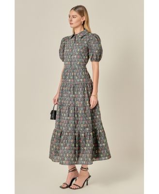 Women's Print Button Up Maxi Dress
