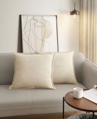 Faux Linen Plush 2-Pack Decorative Pillow Set, 20" x 20"