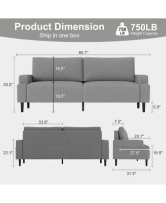 80.7" Loveseat Sofa, Fabric Modern Sleeper Sofa Couch for Living Room, Sofa Cama, Solid Wood Frame, Easy to Install