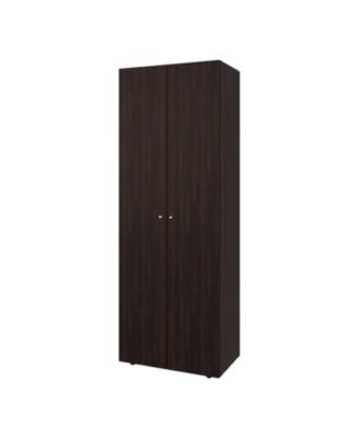 Armoire with 2 Doors 2 Shelves in Wengue Bedroom Storage Cabinet