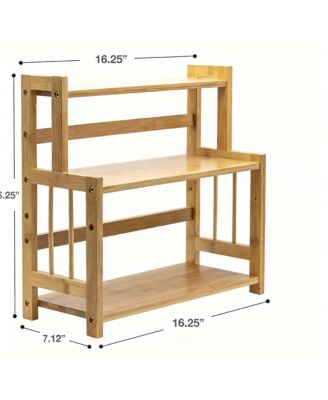 3-Tier Wooden Countertop Organizer Shelf for Kitchen Spice Bathroom Makeup Storage