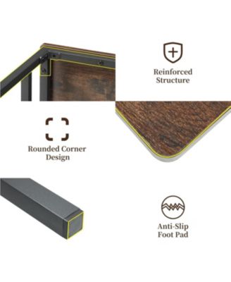 Dining Table Set for 4, 47.2" Rectangular Table with 2 Benches, Metal Frame, Wine Rack, 2-Tier Shelf, Vintage