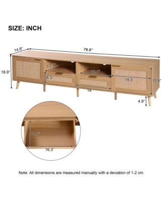 Farmhouse Storage Cabinet With Rattan TV Stand