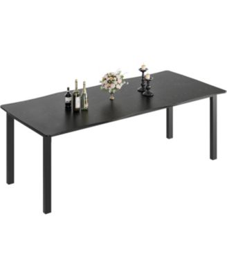 Dining Table for 6-8, Wave Edge, Thick MDF Top, Metal Frame, Waterproof