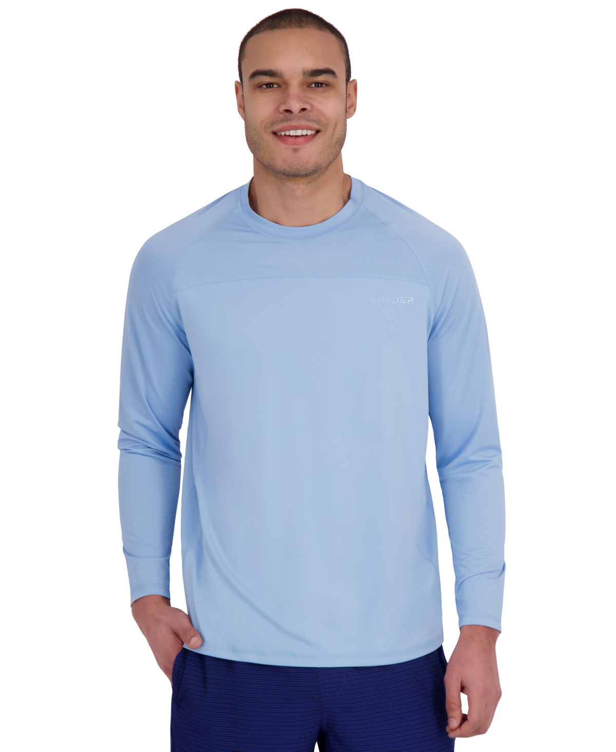 Spyder Men's Textured Panel Long -Sleeve Upf 50+ Rashguard - Airy Blue