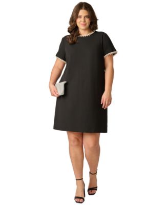 Plus Size Short-Sleeve Crew Neck Short Dress