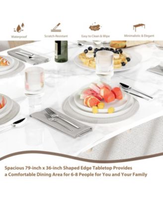 Dining Table for 6-8, Irregular Edge Wood Look, Metal Frame