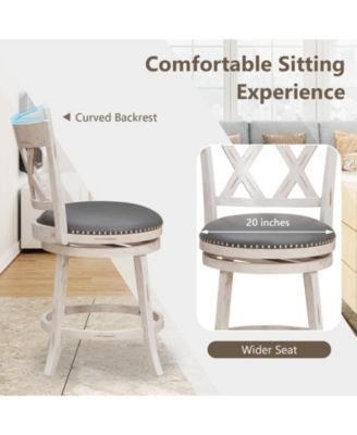 25.5 Inch Hand-Antiqued Stool Set of 2 with Wider Padded Seat