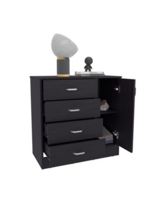 Modern 5 Drawer Dresser Solid Wood Cabinet with Metal Handles for Bedroom Home Office Hallway