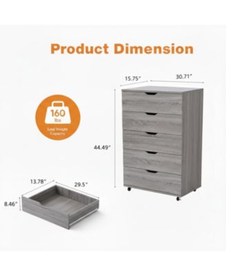 Modern 4 Drawer Dresser MDF Cabinet with Wheels for Bedroom Living Room Entryway