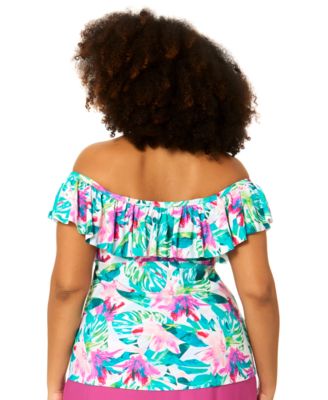 Plus Size Tortuga Bandeau Neck Swim Tankini Top