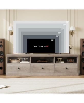 TV Stand for in TV, Entertainment Center with Storage Drawer, Mid-Century Modern TV Console with Open Shelves