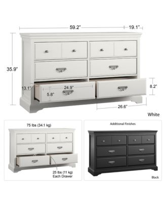 Bristol 6 Drawer Elegant Dresser MDF Particleboard for Bedroom Guest Room