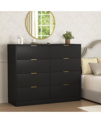 Tall 8 Drawer Dresser 47.2-Inch-Wide Wood for Bedroom Closet Storage