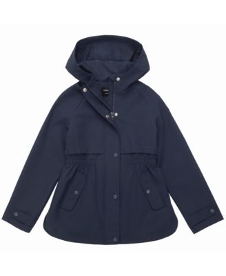 Girls Trench Coat Hip-Length Hooded Jacket