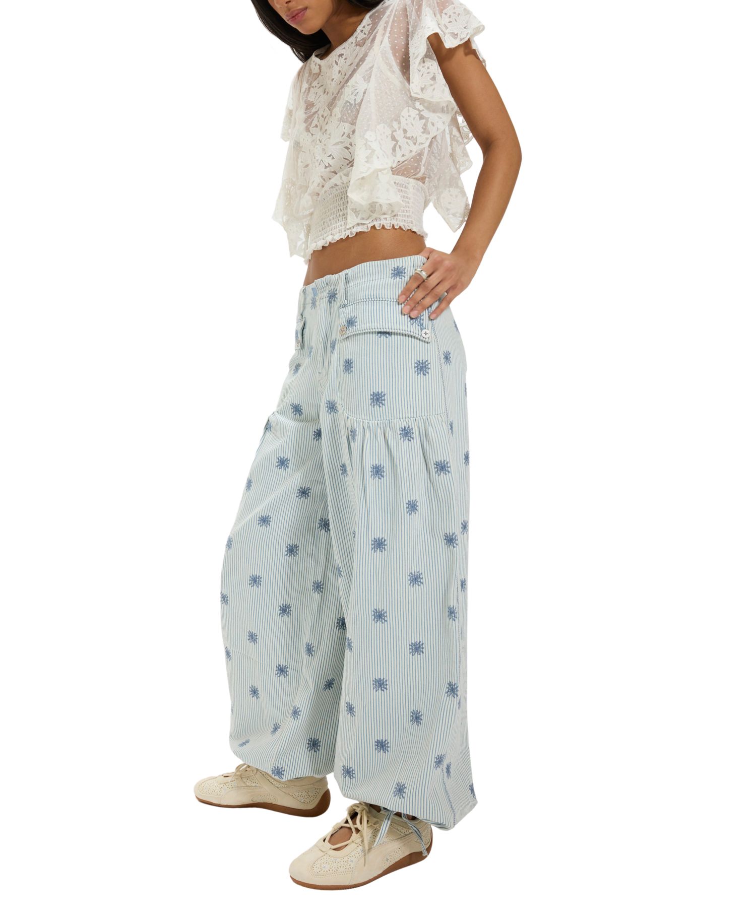 Women's We The Free Lotus Embroidered Railroad Balloon Jeans