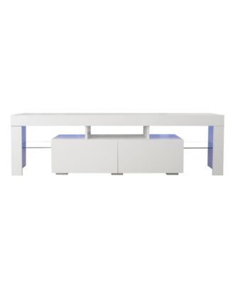 Led Tv Stand for 55 Inch TV, 51.18" Entertainment Center with Glass Shelves and Storage Drawer for Living Room and Bedroom