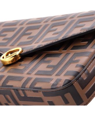 F is Fendi Envelope Clutch on Chain Zucca Embossed Leather