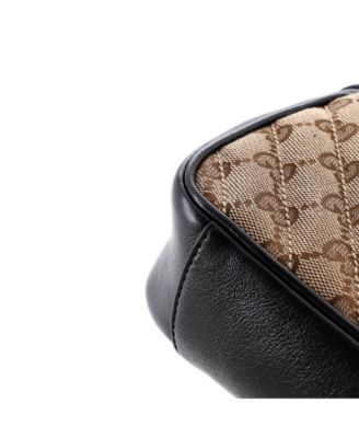 Mini GG Marmont Flap Bag Diagonal Quilted GG Canvas with Leather