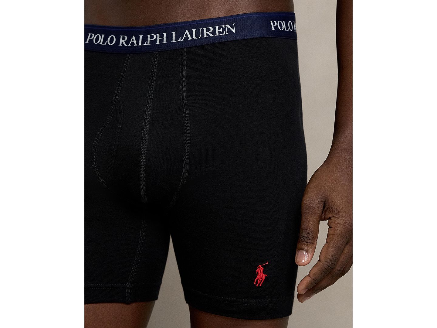 Трусы-боксеры Classic-Fit для мужчин — Polo Ralph Lauren, цвет: Чёрный / Королевский синий — фото 7