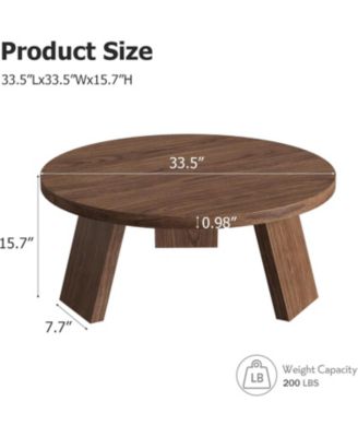 335" Round Coffee Table, Modern Circle Center Table with Inclined Legs, Accent Cocktail Tables for Living Room, Bedroom, Easy Assembly