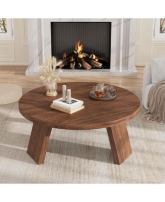 335" Round Coffee Table, Modern Circle Center Table with Inclined Legs, Accent Cocktail Tables for Living Room, Bedroom, Easy Assembly