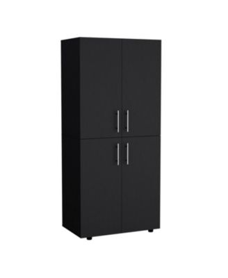 70inch Hazel Armoire 4-Door 6 Shelves 2 Hanging Rods Closet Cabinet