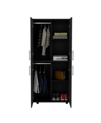 70inch Hazel Armoire 4-Door 6 Shelves 2 Hanging Rods Closet Cabinet