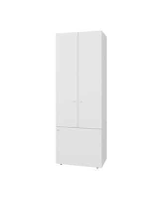 Tolleson 3-Door Tall Wardrobe Armoire 4 Shelves Hanging Rod Freestanding Storage