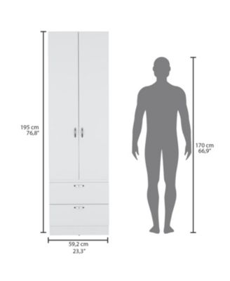 76inch High Armoire Wardrobe Closet with 2 Drawers Double Door Cabinet 1 Shelf and Hanging Rod Bedroom Clothes Storage Organizer