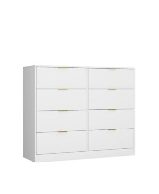 6 Drawer Dresser with Glass Front Drawers Wood for Bedroom Living Room