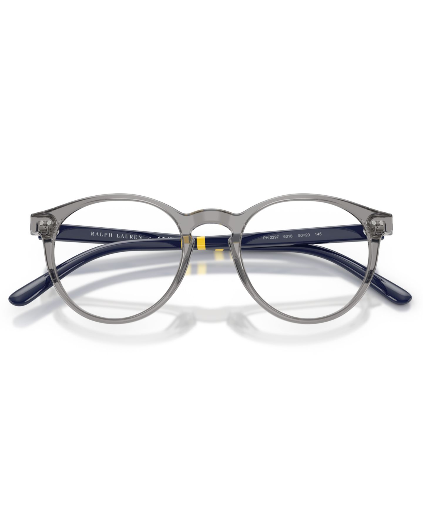 Мужские очки Polo Ralph Lauren Man Round Plastic PH2297 Eyeglasses, цвет: Блестящий прозрачный серый — фото 4